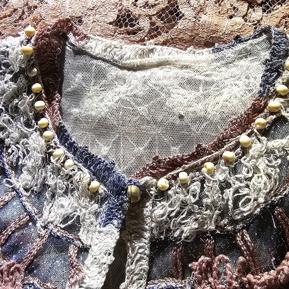 Sleeveless Duster Handmade Upcycled Long Cardigan Small-Medium - Picture 11 of 14